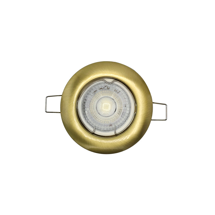 Porta Faretto Da Incasso Tondo Con Brillantini | Foro 75mm Per Lampade GU10 | Colore Oro | Adatto A Cartongesso