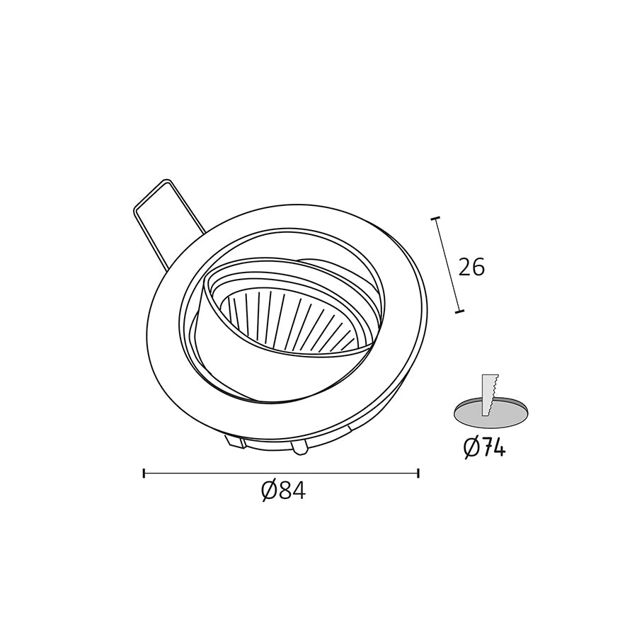 Faretto spot orientabile da incasso GU10 – Foro 74 mm Ø84