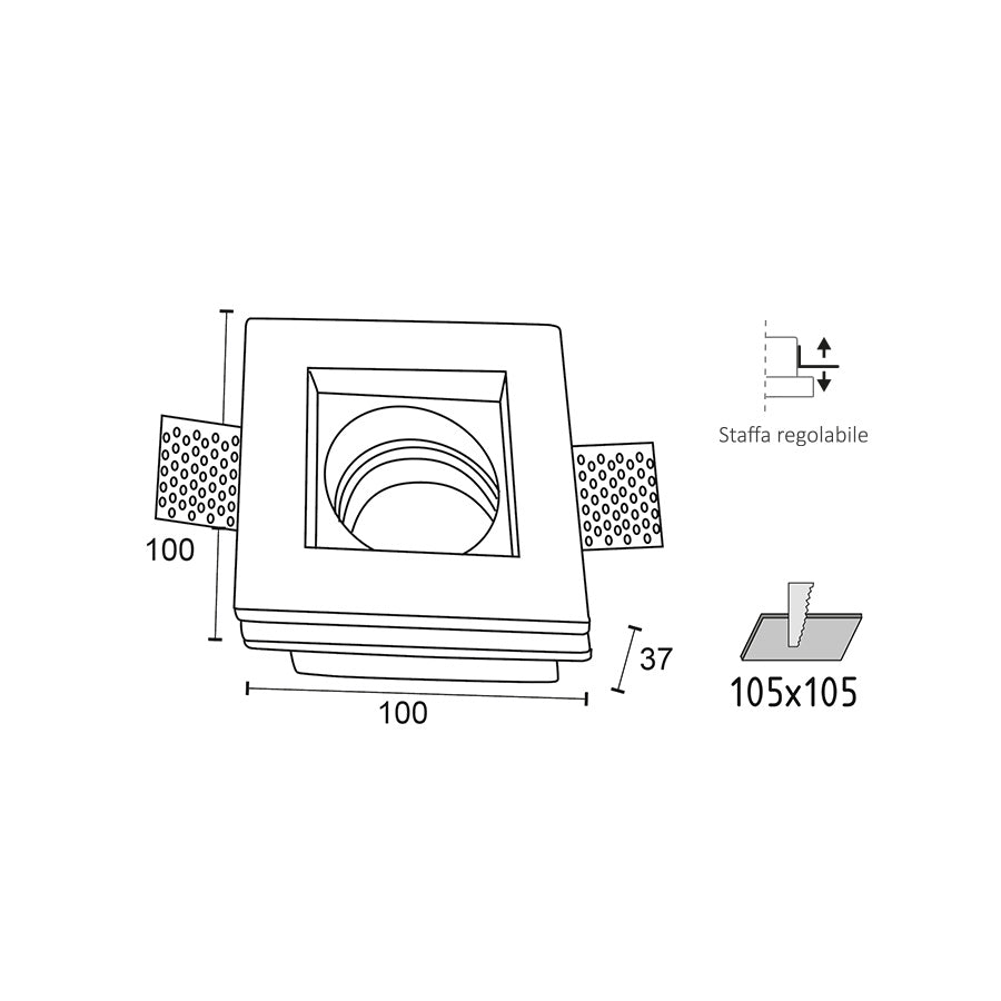 Faretto da incasso in gesso verniciabile 7W GU10 – Design compatto