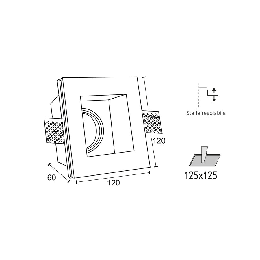 Faretto da incasso in gesso verniciabile – GU10 7W LED