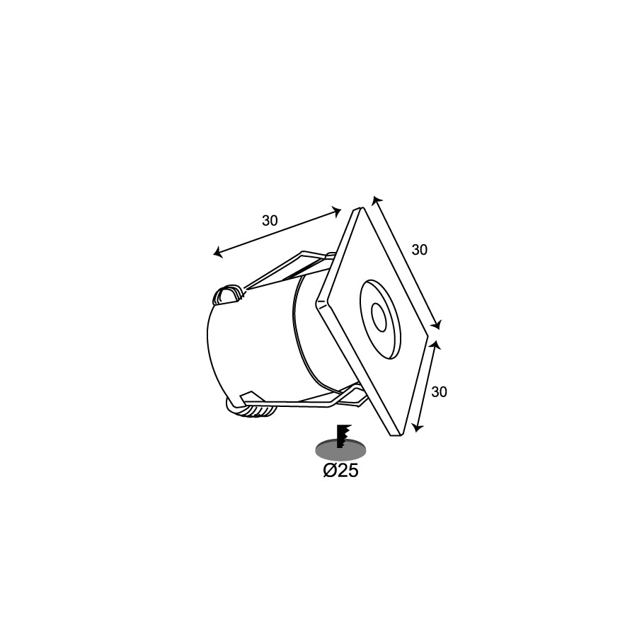 Incasso LED 1W con cornice quadrata – Driver incluso