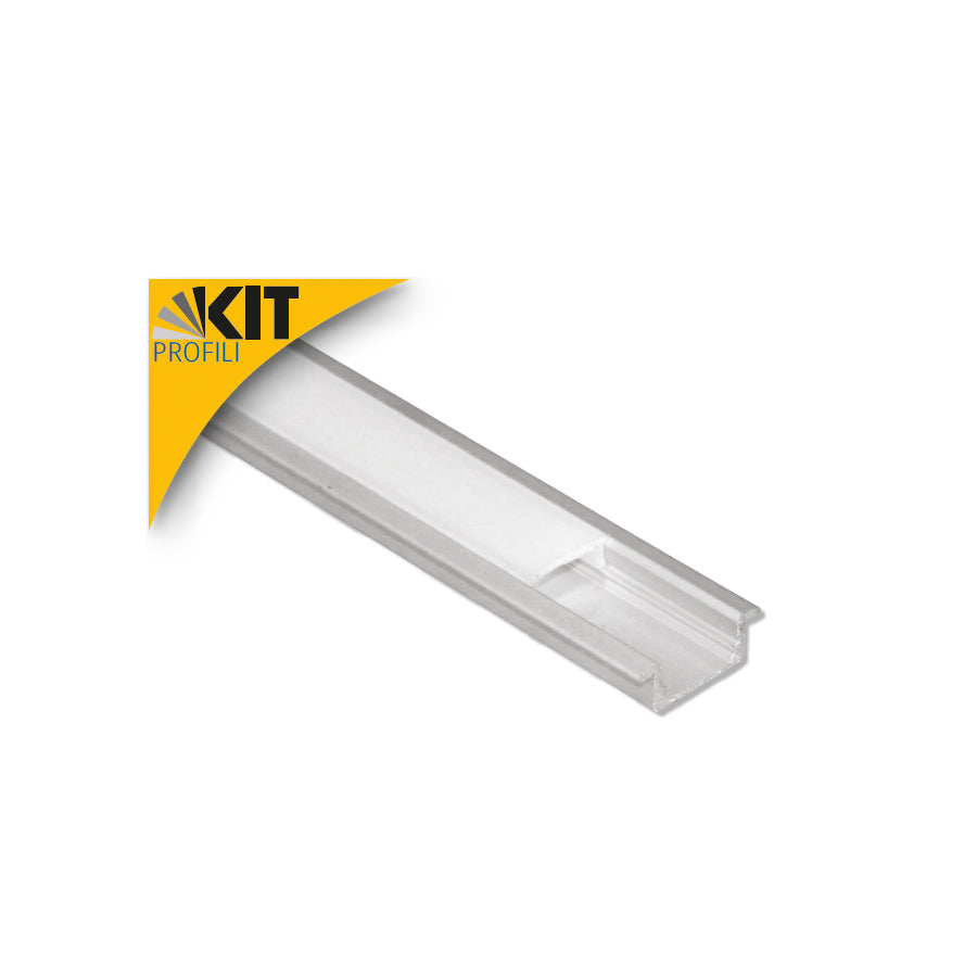 Profilo in alluminio 2m per strisce LED con diffusore smerigliato e tappi