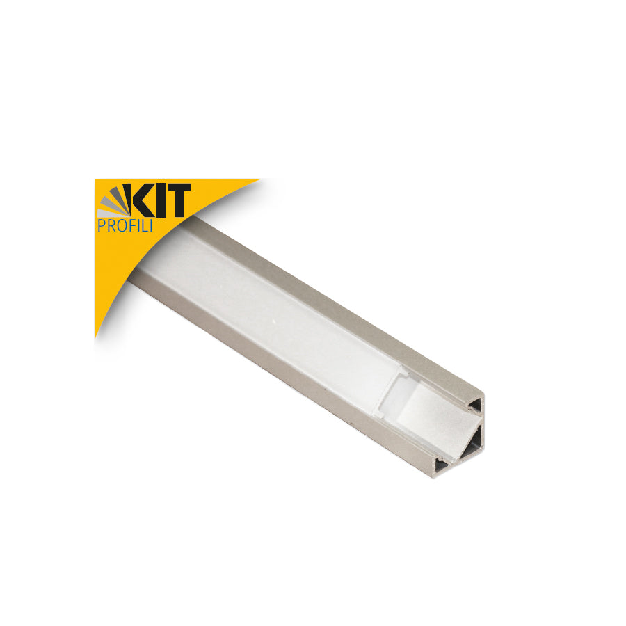 Kit profilo angolare in alluminio 2m per strisce LED – 45°