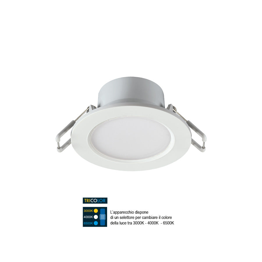 Faretto da Incasso Fisso Tricolor Rotondo – 6.7W – 700 Lumen – IP65
