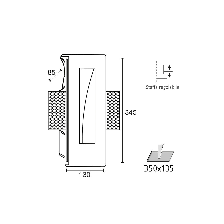 Faretto in gesso da incasso luce sfumata GU10
