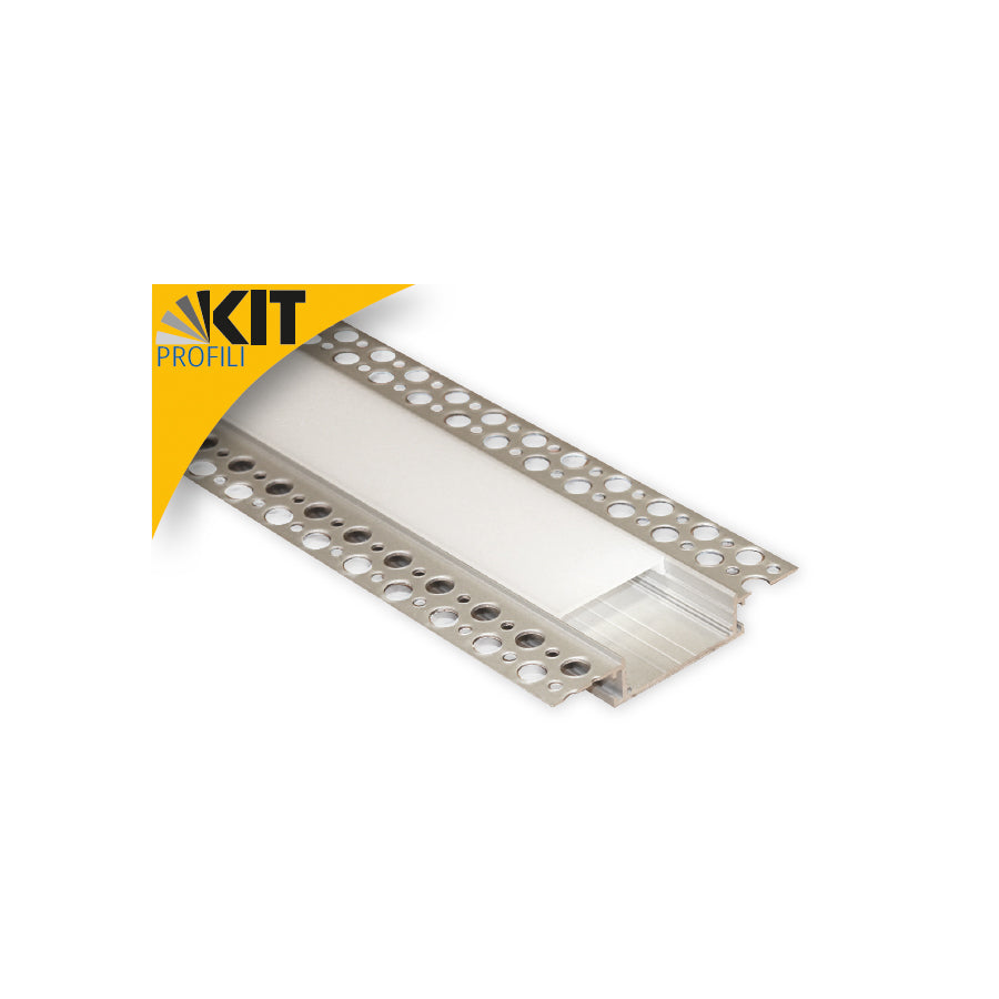 Kit profilo LED cartongesso con alette 2 m diffusore smerigliato – taglio luce XL incasso strip LED confezione 5 pezzi