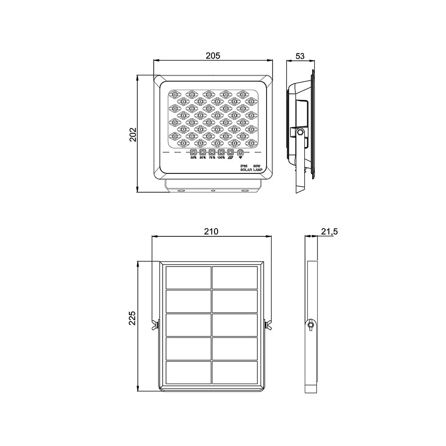 Proiettore LED Solare 50W IP65 con telecomando – faretto LED esterno pannello solare 4000K