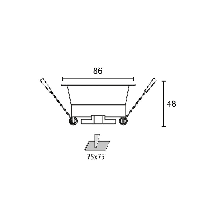 Faretto da Incasso Quadrato Fisso – Foro 75 mm – Attacco GU10 – IP20