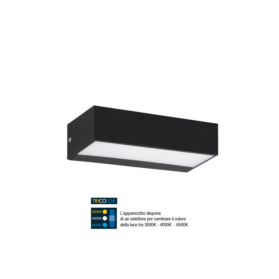 Faretto LED Up-Down Tricolor per facciate in polipropilene – 8W – 1000 Lumen