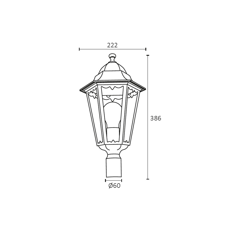 Lanterna Esagonale in Polipropilene con Attacco per Palo – E27 – IP44