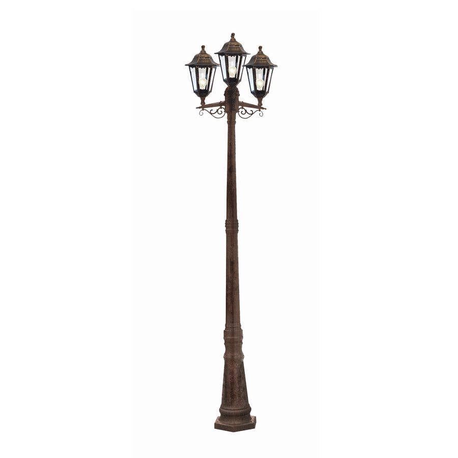 Lampione da Giardino 3 Lanterne E27 IP44 – illuminazione classica per vialetti, giardini e ingressi esterni
