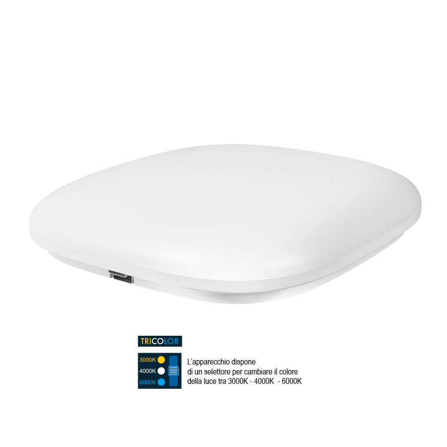 Plafoniera LED Quadrata IP65 – 24W – 2400 Lumen – Tricolor
