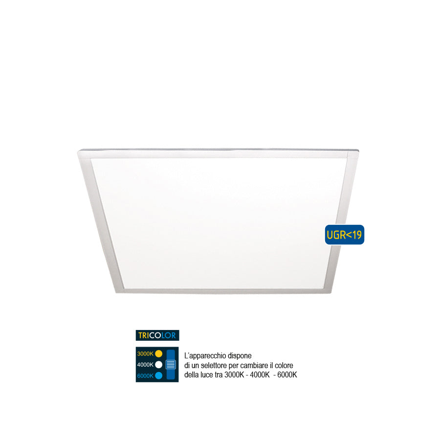 Pannello LED 60x60cm – 40W – 4000 Lumen – Tricolor – IP20