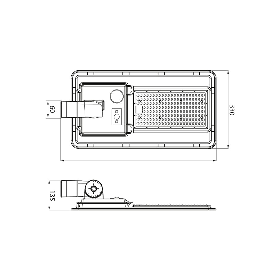 Armatura Stradale Solare con Sensore e Telecomando – 180W – Attacco Ø60 – IP65