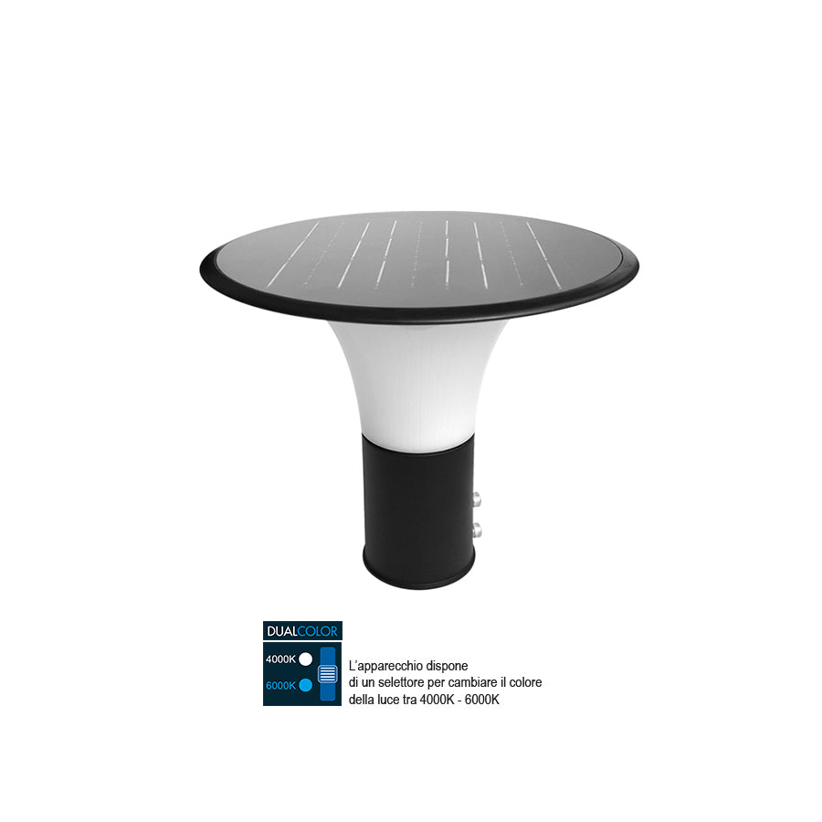 Lampione LED solare 15W con sensore Dual Color IP65