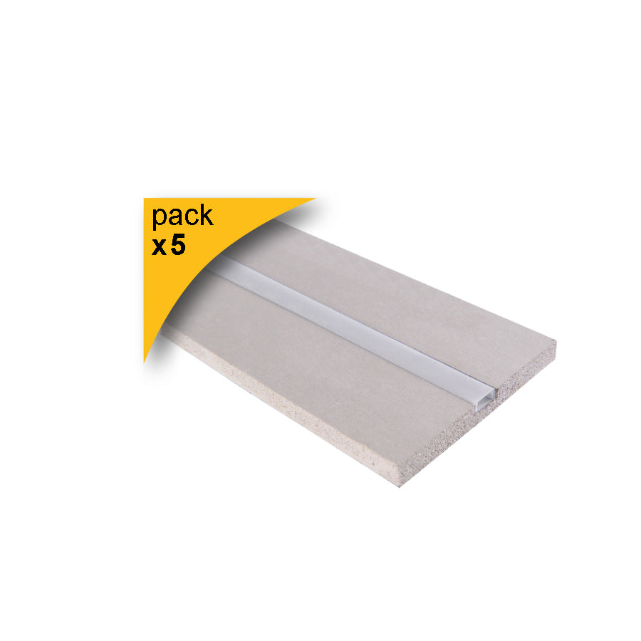 Profilo LED incasso cartongesso 2 m con supporto in gesso – profilo alluminio per strip LED taglio luce a scomparsa interno-Confezione 5 pezzi.