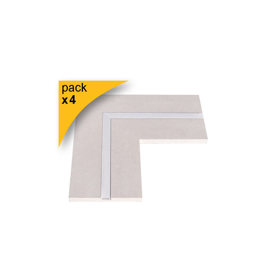 Connettore angolare a L per profilo LED con supporto in gesso e diffusore – 240x240 mm Confezione 4 pezzi