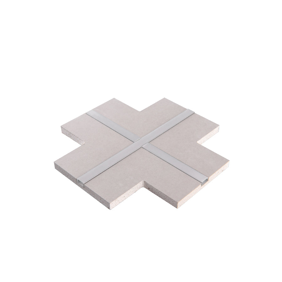 Connettore a X per profilo LED con supporto in gesso e diffusore – 240x240 mm