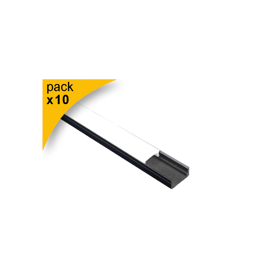 Profilo LED nero alluminio 2 m con diffusore e clips per strip LED – canalina LED superficie parete soffitto confezione 10 pezzi