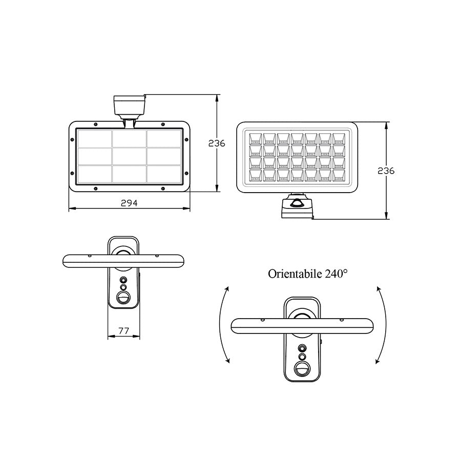 Lampada solare a parete - con sensore di movimento - 15W - Dual color (401084Z)