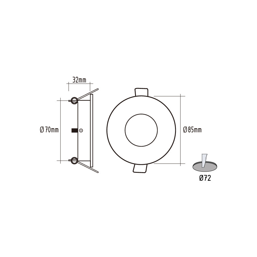 Faretto da incasso circolare fisso foro 72mm GU10 - IP20