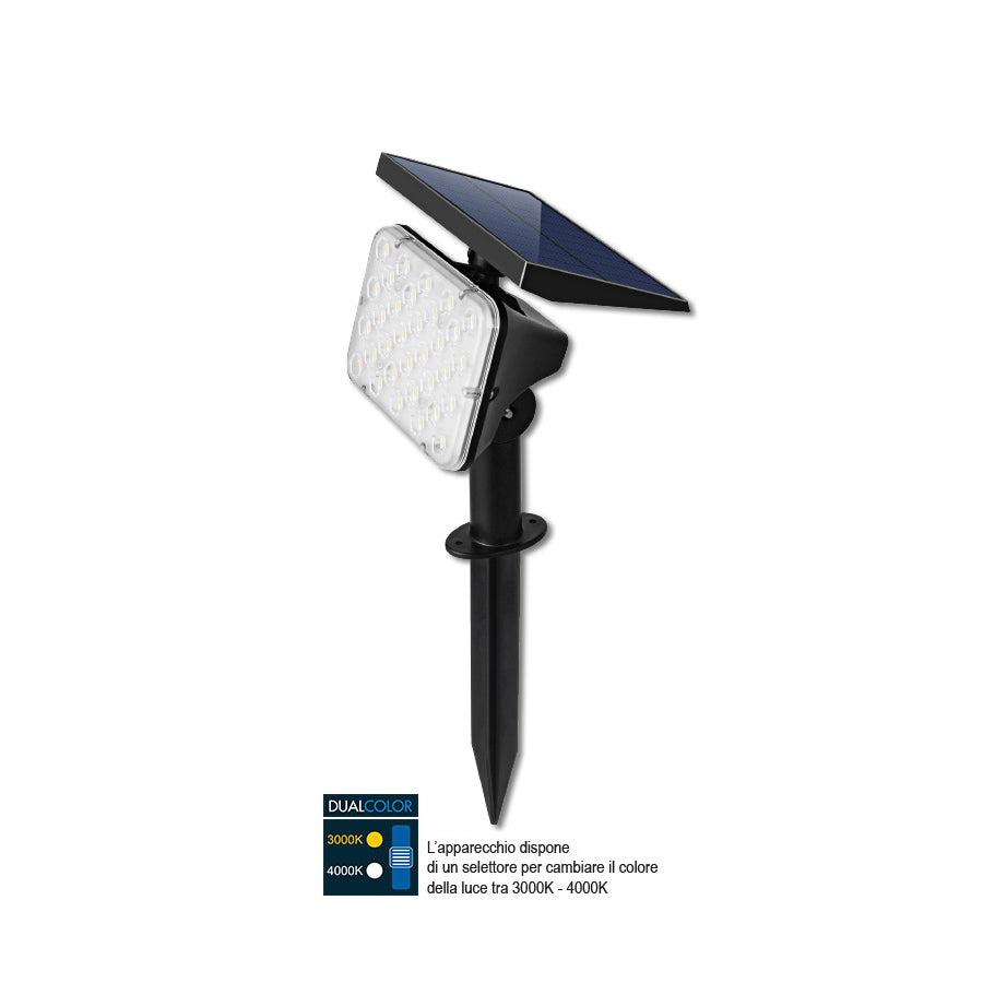 Picchetto LED solare 1,5W Dualcolor con sensore crepuscolare