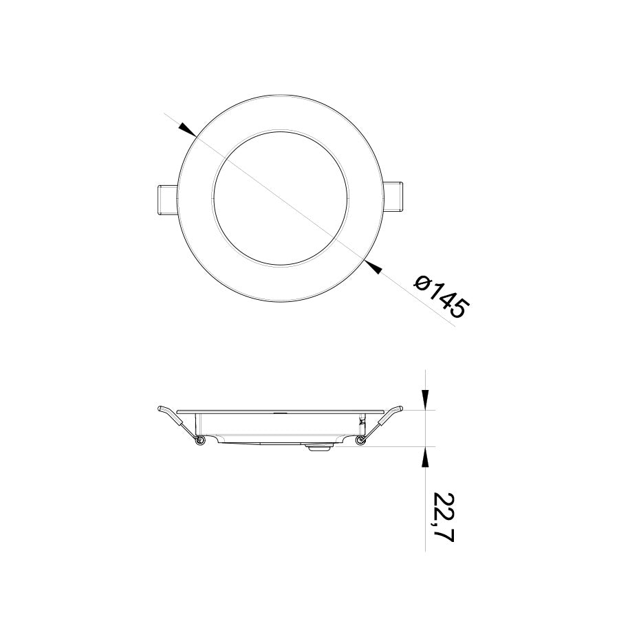 Pannello LED da incasso Ø145 mm – 12W – 1200 Lumen – Tricolor
