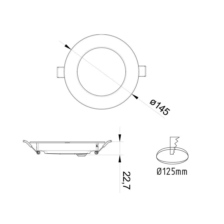 Pannello LED da Incasso Rotondo 12W 1200 lumen Tricolor Ø145mm – pannello LED slim per cartongesso e controsoffitti