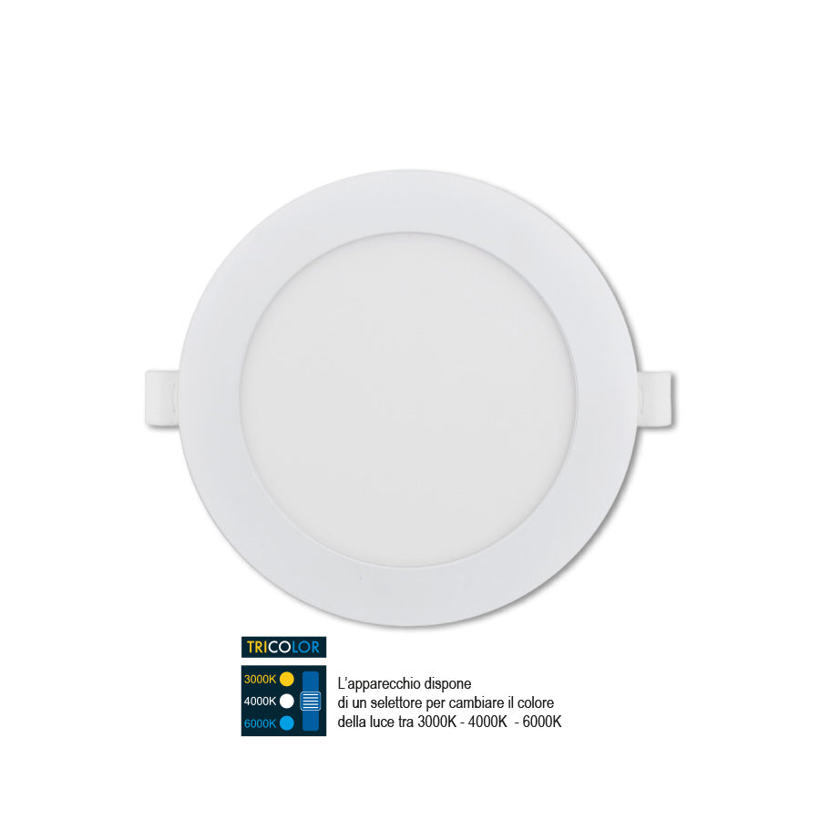 Pannello LED da incasso Ø170 mm – 18W – 1800 Lumen – Tricolor