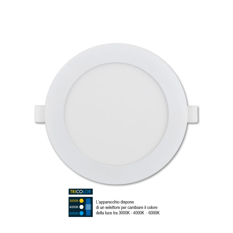 Pannello LED da incasso Ø225 mm – 24W – 2400 Lumen – Tricolor