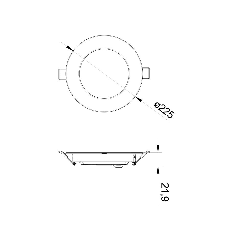 Pannello LED da incasso Ø225 mm – 24W – 2400 Lumen – Tricolor