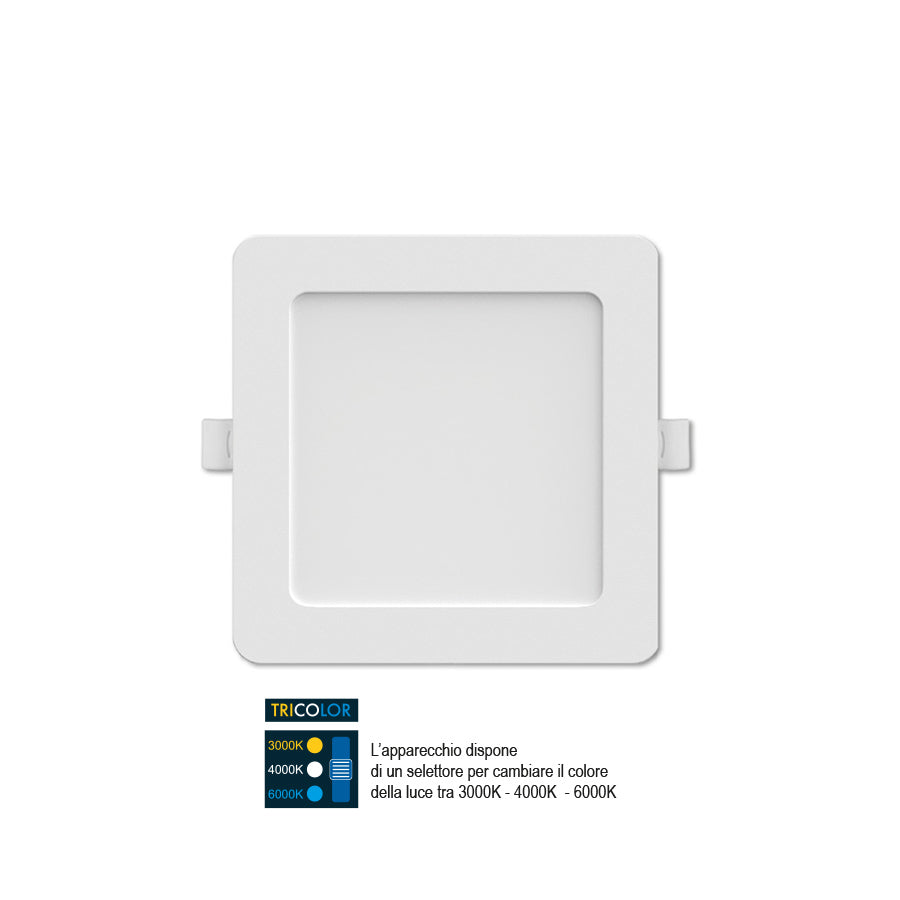 Pannello LED da incasso 14,5x14,5 cm – 12W – 1200 Lumen – Tricolor