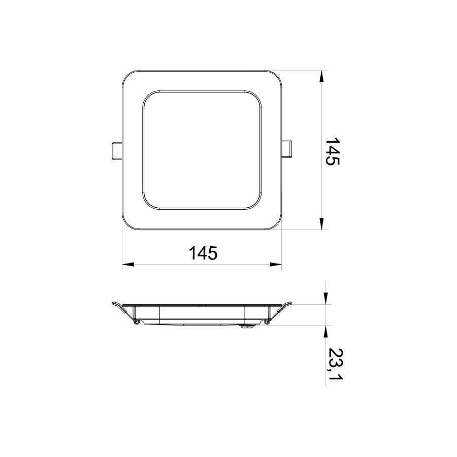 Pannello LED da incasso 14,5x14,5 cm – 12W – 1200 Lumen – Tricolor