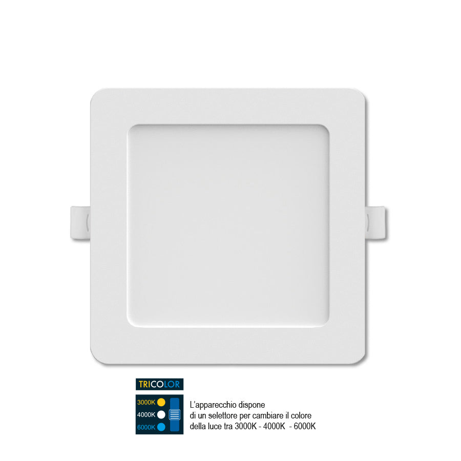 Pannello LED da incasso 22,5x22,5 cm – 24W – 2400 Lumen – Tricolor