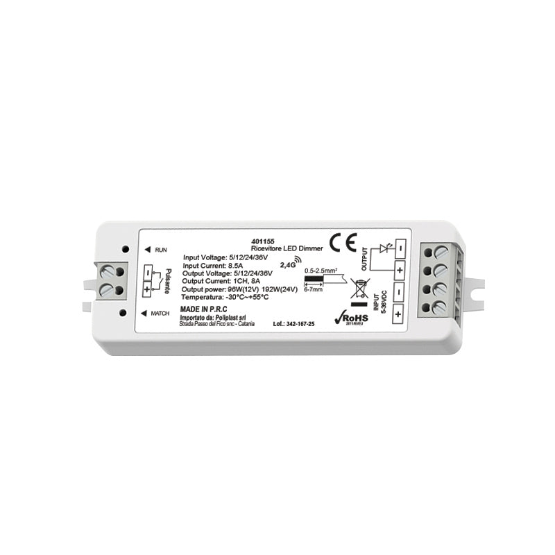 Ricevitore LED Dimmer RF 2,4GHz con pulsante - Monocolore