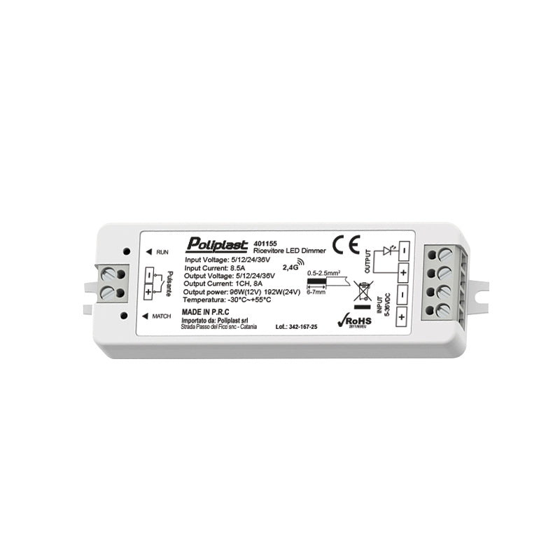 Ricevitore LED Dimmer RF 2,4GHz con pulsante - Monocolore