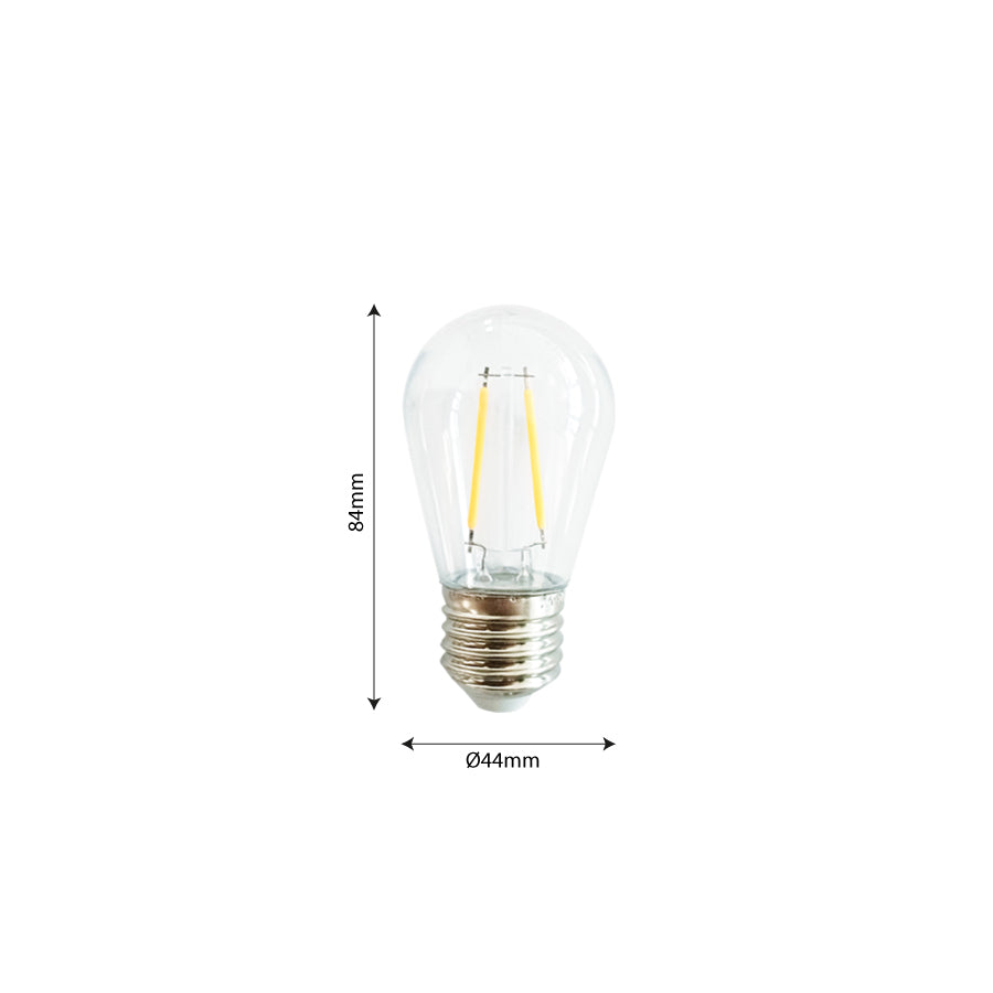 Lampadina LED Pera E27 2W Filamento Trasparente 3000K