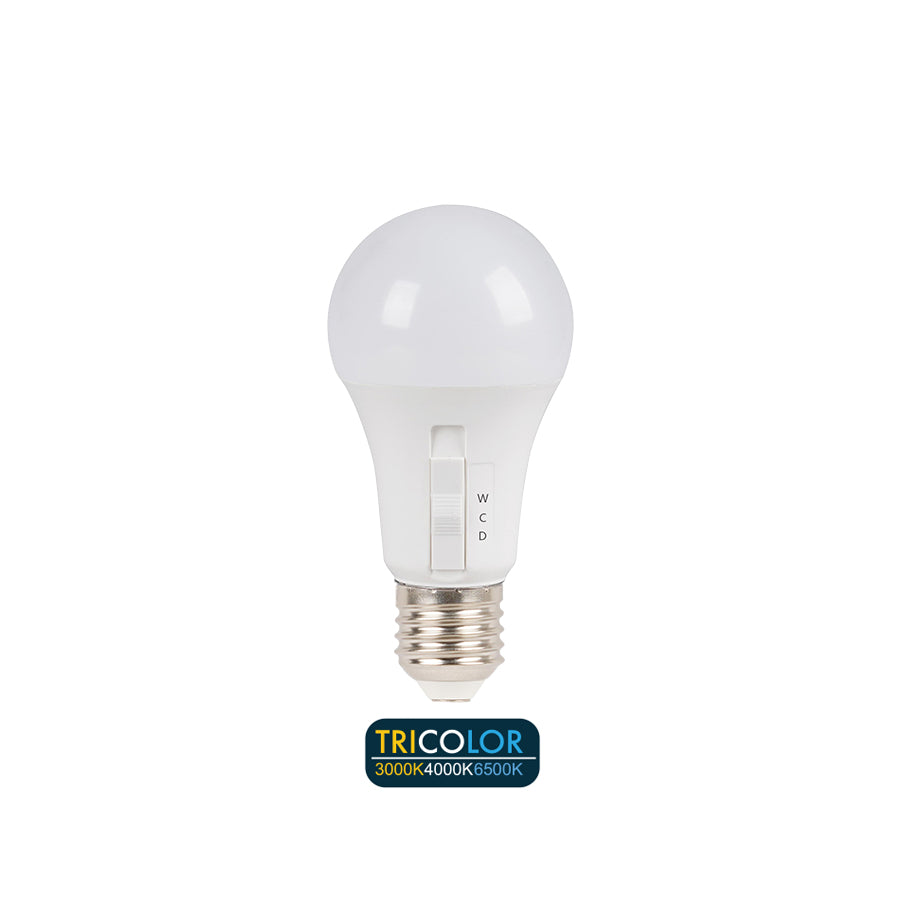Lampadina LED Goccia E27 12W con Sensore Night-Day e Selettore Tricolor