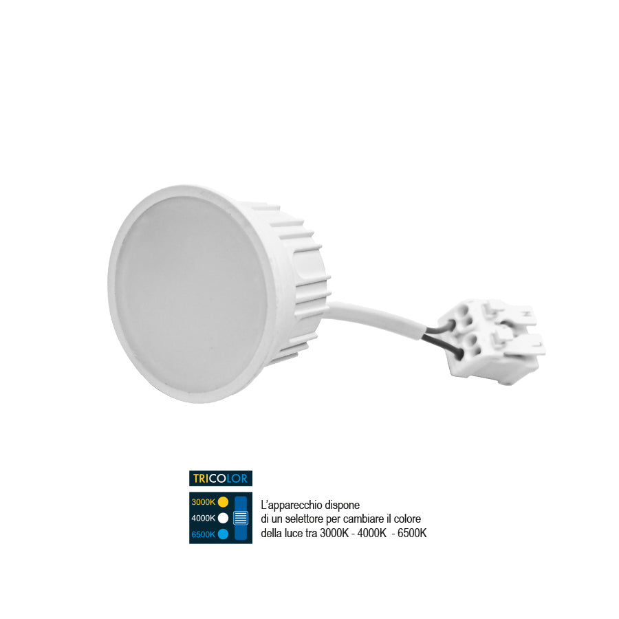 Modulo LED 7W 700lm Tricolor – Sostituzione GU10 con Attacco a Morsetti