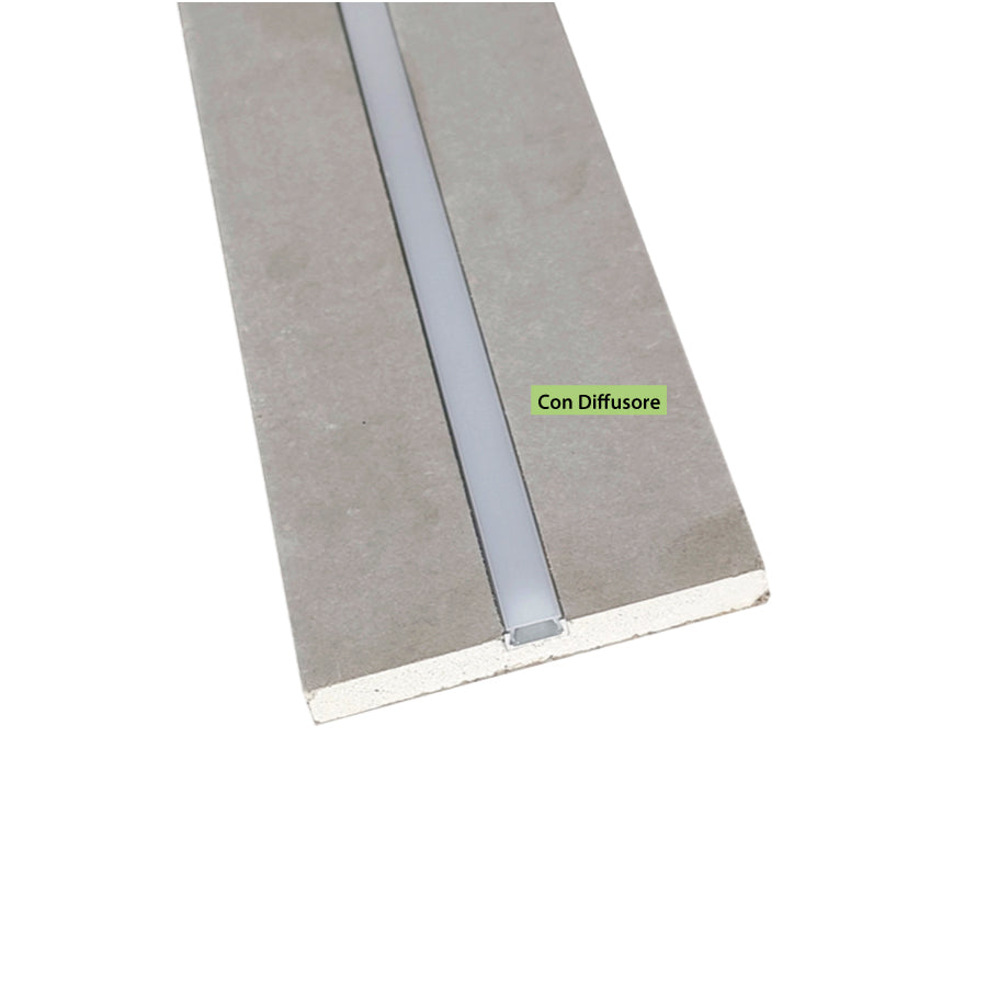 Profilo LED incasso cartongesso 2 m con supporto in gesso – profilo alluminio per strip LED taglio luce a scomparsa interno-Confezione 5 pezzi.